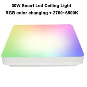 Amazon Hot Sell 30W RGB Multi Color Changing and Warm to Cold Light Adjustable WiFi Tuya Smart LED Ceiling Lights