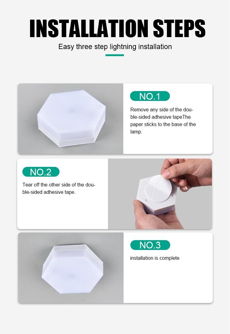 Wireless DIY Hexagon Touch Lamp with Remote Control for Room