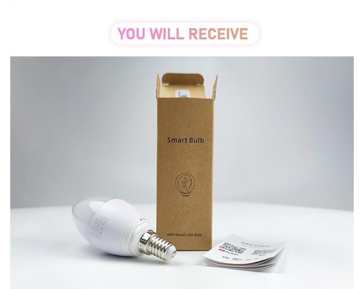 Recyclable Professional Design WiFi Connected 5W C37 Smart Candle Bulb