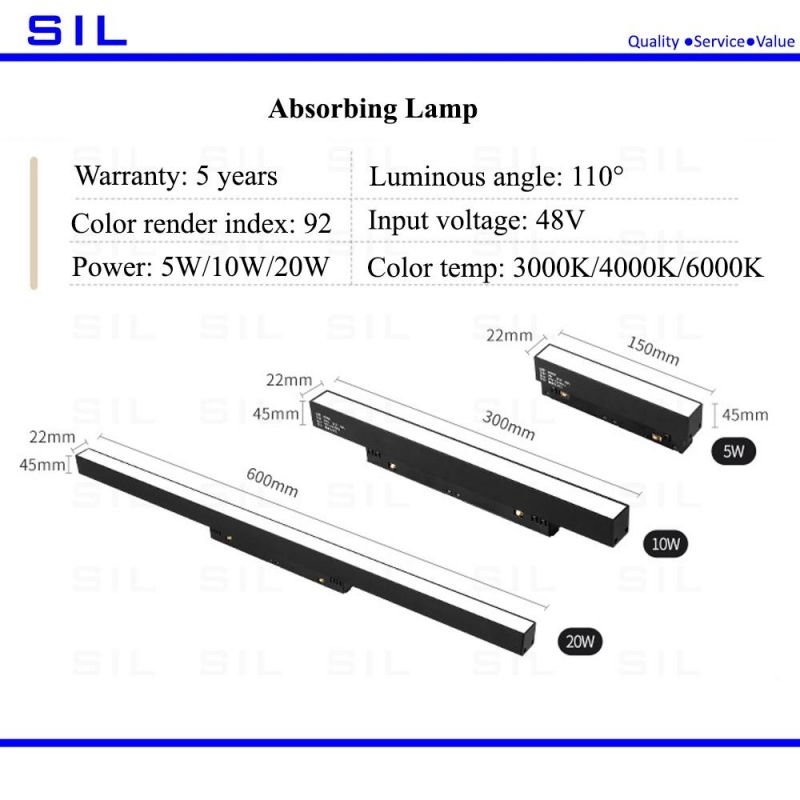 Track Rail Magnetic Light LED Rail Light CE Certificate Magnet Track Rail System DC48V Safety Touch 5watt Aluminum LED Magnetic Linear Light