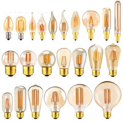 E14 E27 LED Dimmable Filament Bulb Retro Edison Light Bulb 220V Lamp Gold Tubular Chandelier Night Lamp 0.5W 1W 2W 3W 4W 6W 8W