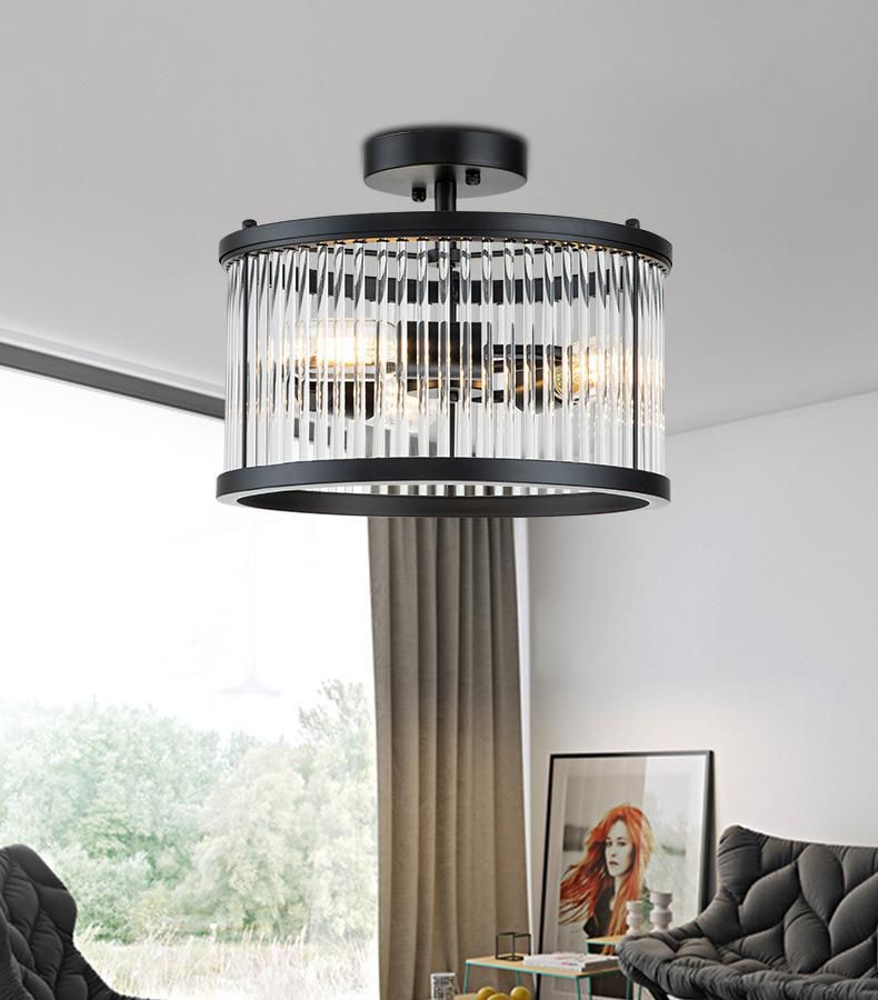 Newest Design Modern Round Luxury Black Pendant Lamp Ceiling Living Room Crystal Light Chandeliers