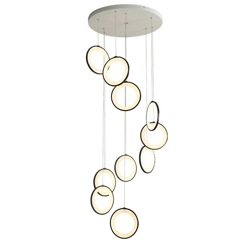 2022 Rings Design Stairs Corridors LED Chandelier Acrylic Pendant Light