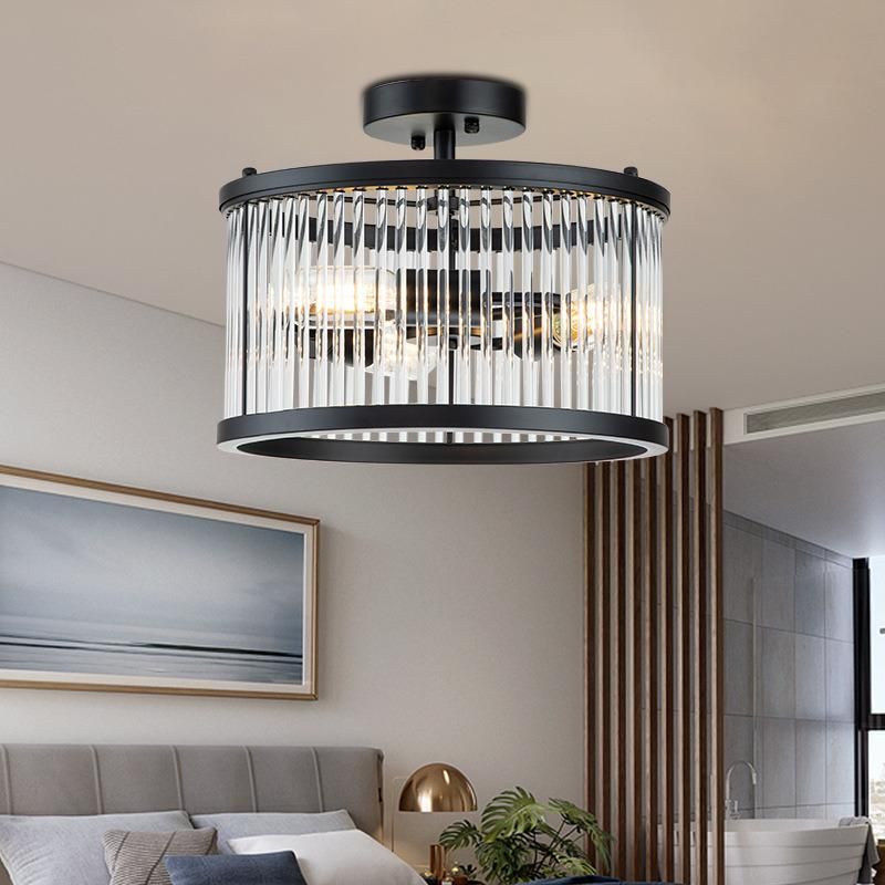 Newest Design Modern Round Luxury Black Pendant Lamp Ceiling Living Room Crystal Light Chandeliers