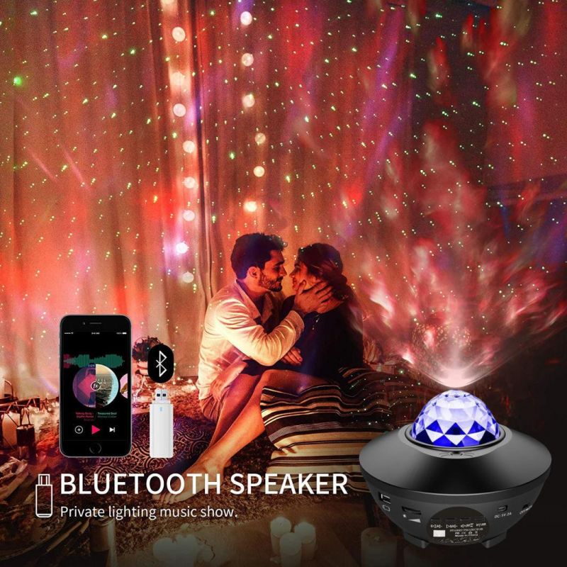 Amazon Hot Sale Remote Control USB 3 in 1 Bedroom Star Projector LED Ambient Night Light with Bluetooth Music Speaker