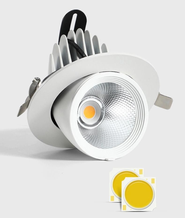 Superior Quality CRI90 Color Adjustable Recessed Spotlights COB Trunk Down Light LED Gimbal Downlight