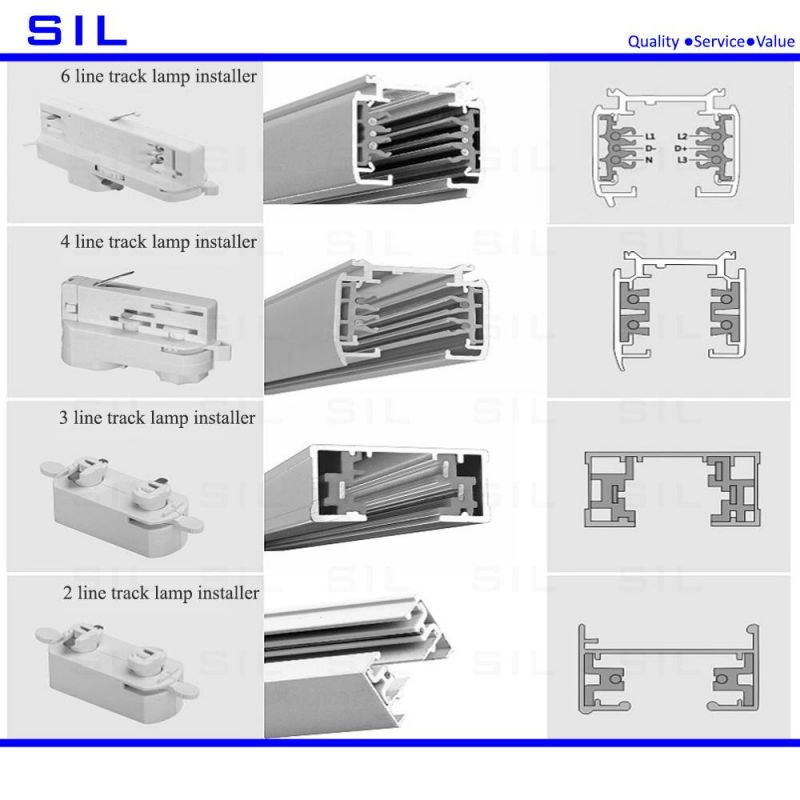 LED Track Light Single Phase 3/4 Wires CRI90 Anti Glare Filcker Free Adapter Combined 10 Watt COB LED Track Light