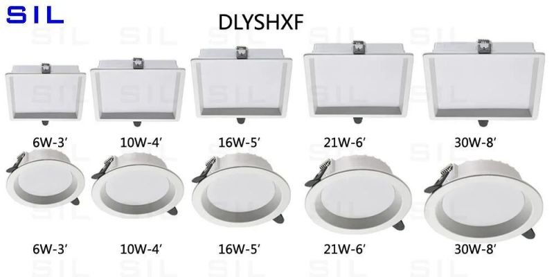 3000K/4000K/5000K/5700K/6500K Color Temperature Warm/ Neutral/ White Light 21watt Square Ceiling Downlight LED Down Light