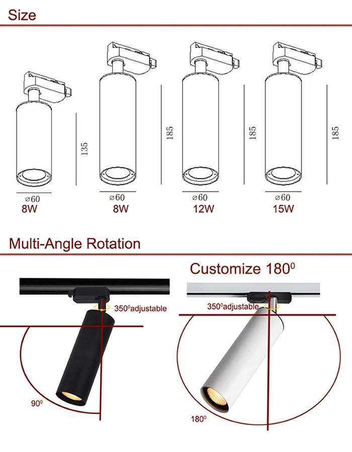 Wholesales Price Vintage Style 4 Wire 3 Phase COB White Jewelry Display Spot LED Track Light