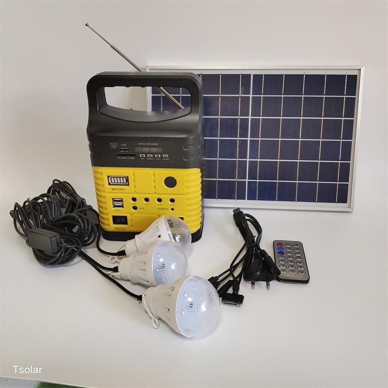 Portable Solar Rechargeable LED Flood Work Light with Super Brightness Portable 10W Solar Home Lighting System with FM Radio