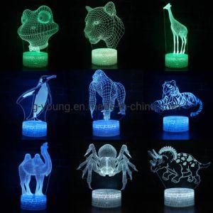 Various Styles 7 Colors Animal Shape 3D LED