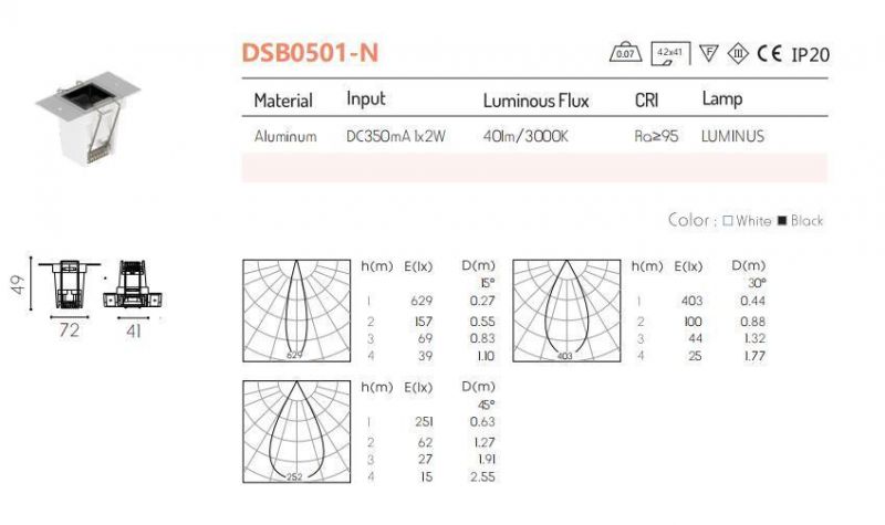 Aluminum 1*2W Trimless LED Linear Light