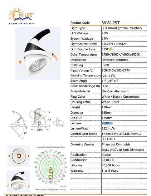 Hot Sell High Quality LED Downlight Recessed Wall Washers for Indoor