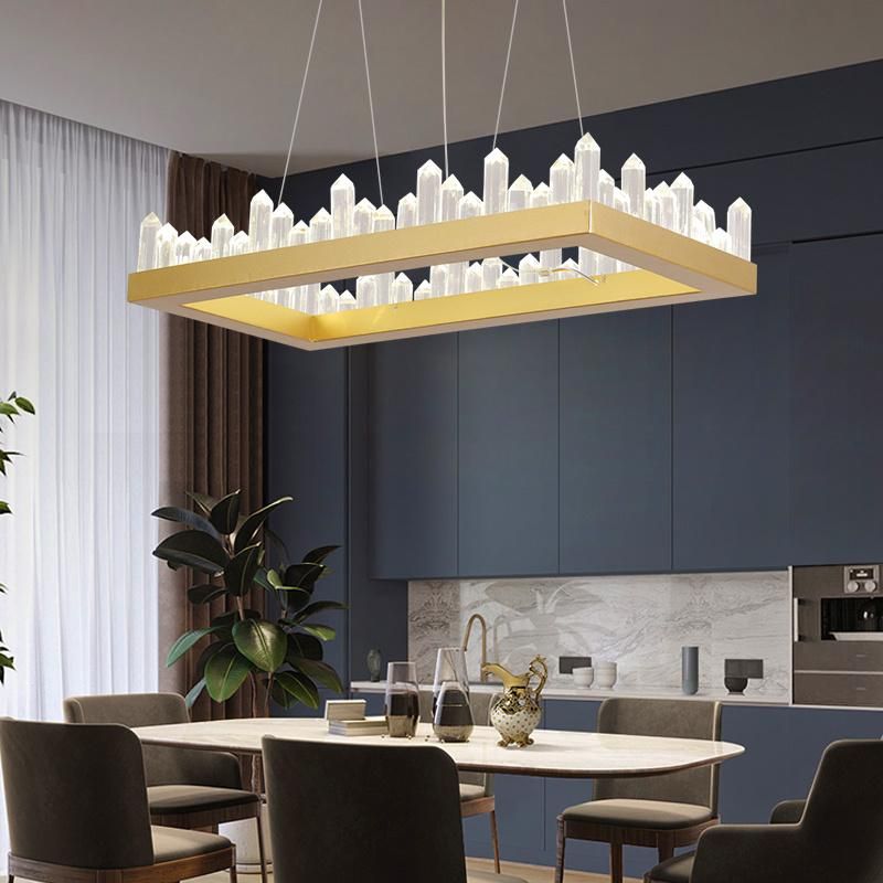 Black Gold Color Creative Iceberg Crystal LED Pendant Hanging Lights Chandelier Decoration Lighting Lamp for Dining,Villa, Living Room,Bedroom,Office,Restaurant