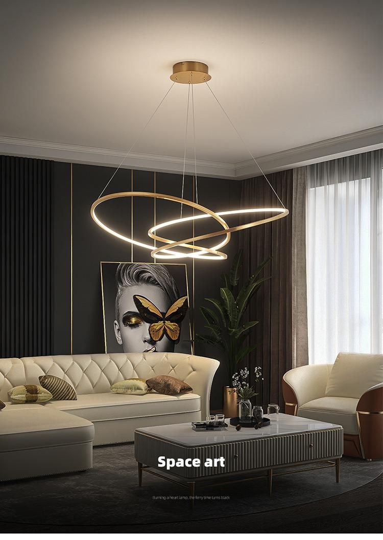 Stainless Steel Line Designer Home Improvement Living Room Decorative LED Chandelier Pendant Lamp Lighting