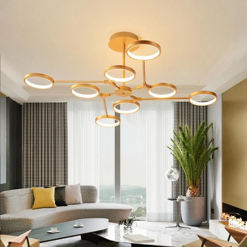 2021 New Nordic Acrylic LED Good Rings Chandelier Hanging Pendant Light Ceiling Light for Living Room