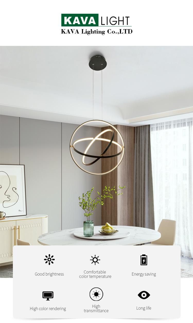 Industrial Modern Simple Round Home Office Lighting Art Decor LED 60W Chandeliers Pendant Light