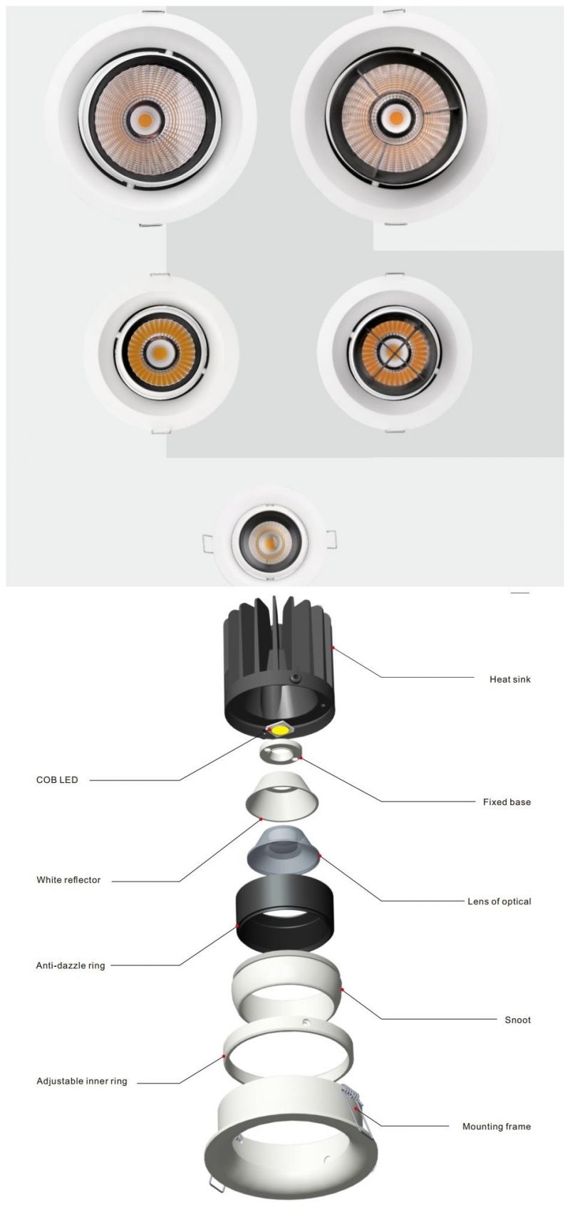 High Power Recessed Interior Light Recessed LED Spotlight