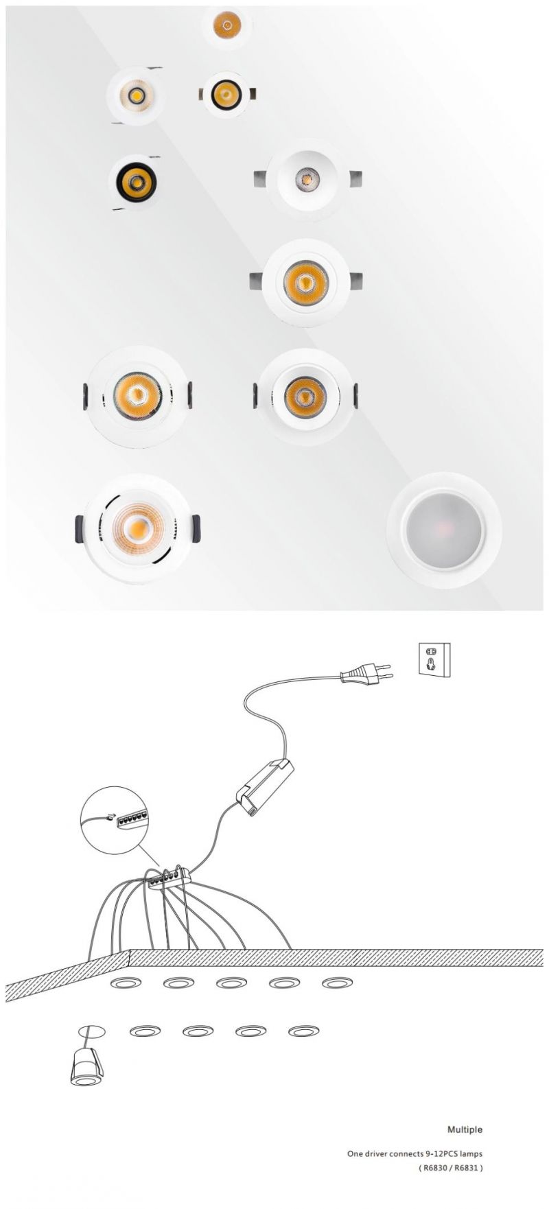 R6018 6W 650lm Aluminum Commercial Interior LED Down Light Small Downlight