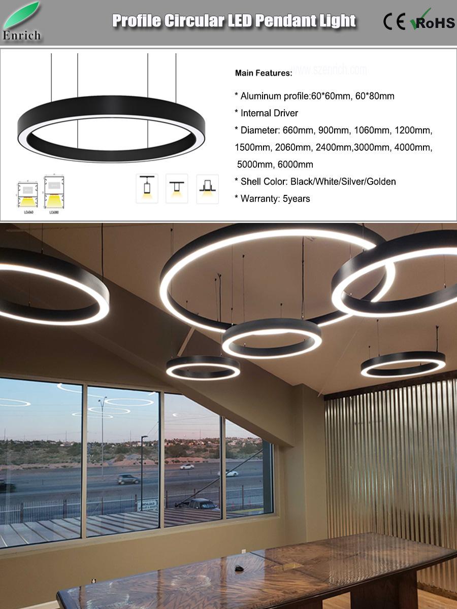 Aluminum Circular LED Luminaire Pendant Light with 2m Diameter