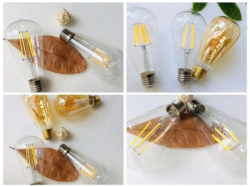 China Factory LED Filament Vintage Bulb Light Lamp 6W St64 Retro Clear Light