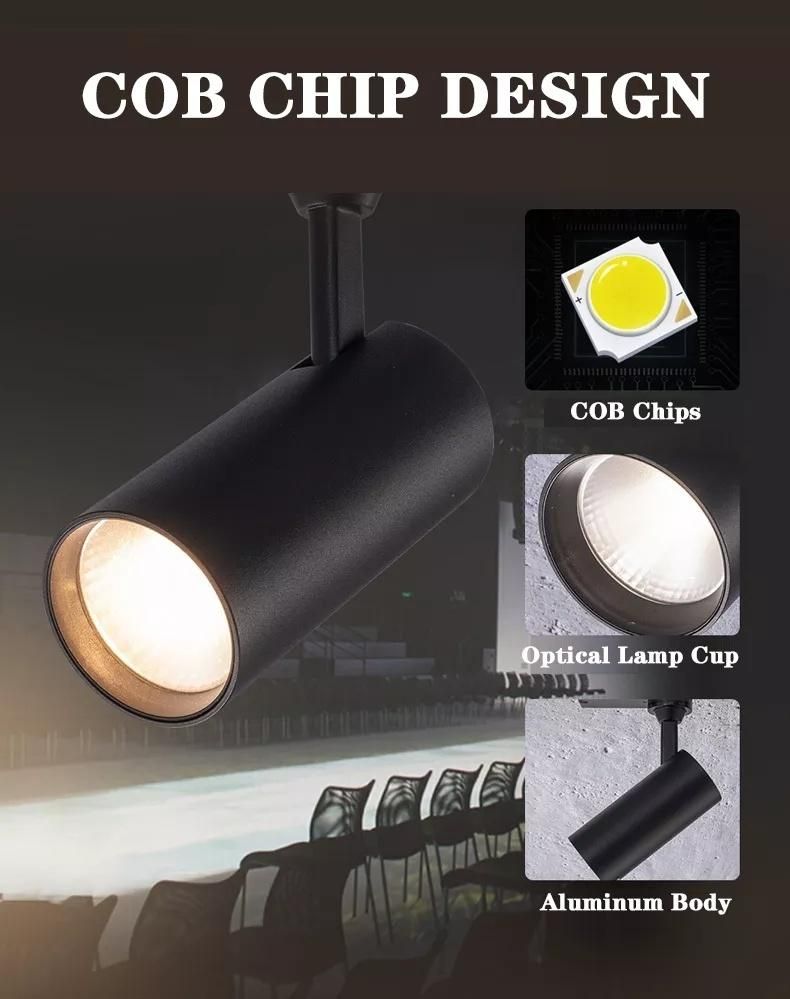 20W Aluminum COB Hot Sale Economic Cheap Factory Adjustable LED Spot Track Light for Commercial Chain Store Shop and Wholesale Track Light Track Spotlight