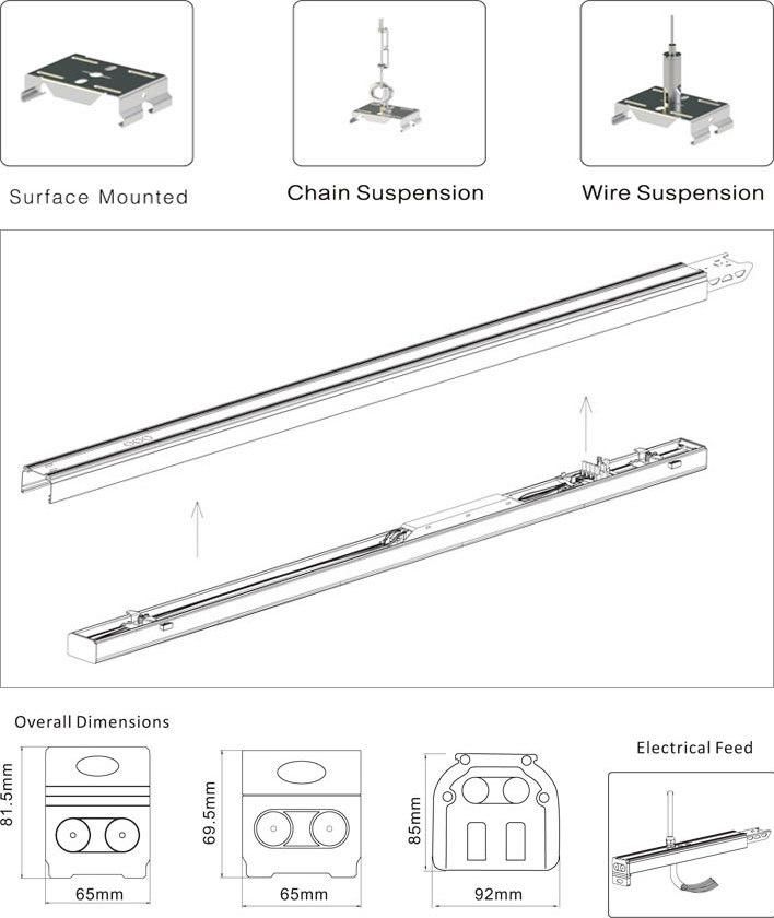 Saso UL Ce CB 32W-225W Best Array Dimmable Industrial Linkable LED Track Linear Lights Distributor Factory Made in China for Home & Business Indoor Lighting