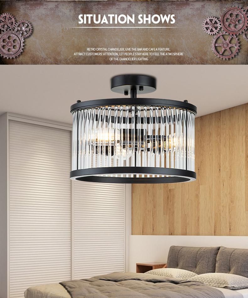 Newest Design Modern Round Luxury Black Pendant Lamp Ceiling Living Room Crystal Light Chandeliers