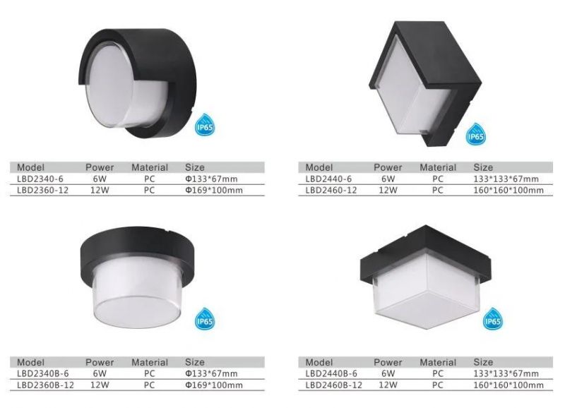 Modern PC IP65 Waterproof Outdoor Garden Wall Lamp 7W Elegant Decorative Surface Wall Mounted LED Wall Light