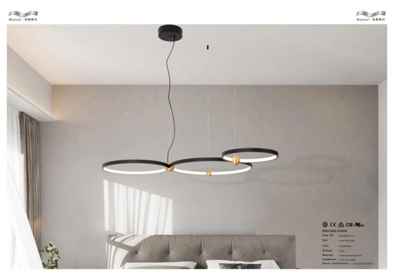 Masivel Lighting Modern Ring LED Pendant Light for Kitchen Decorative Chandelier Light