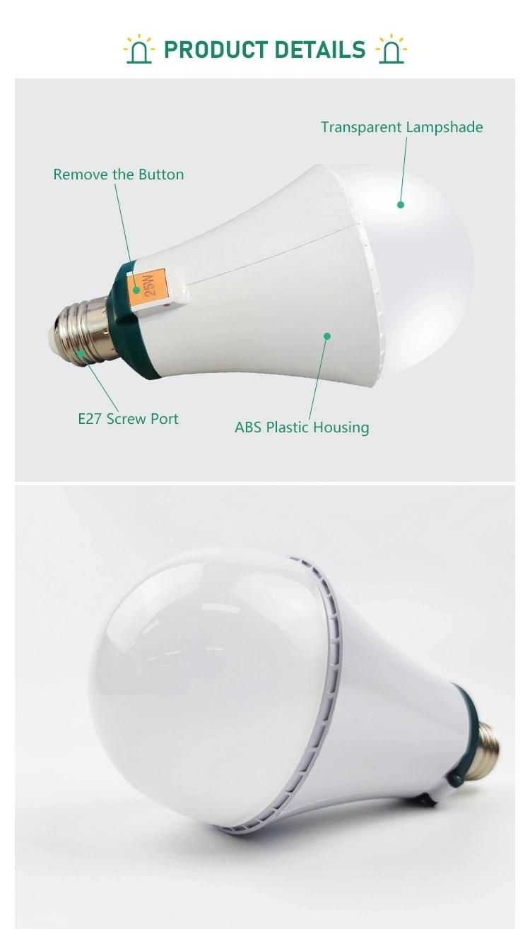 Intelligent Emergency LED Bulb Lamp with Removeable Battery 25W Bulb Light