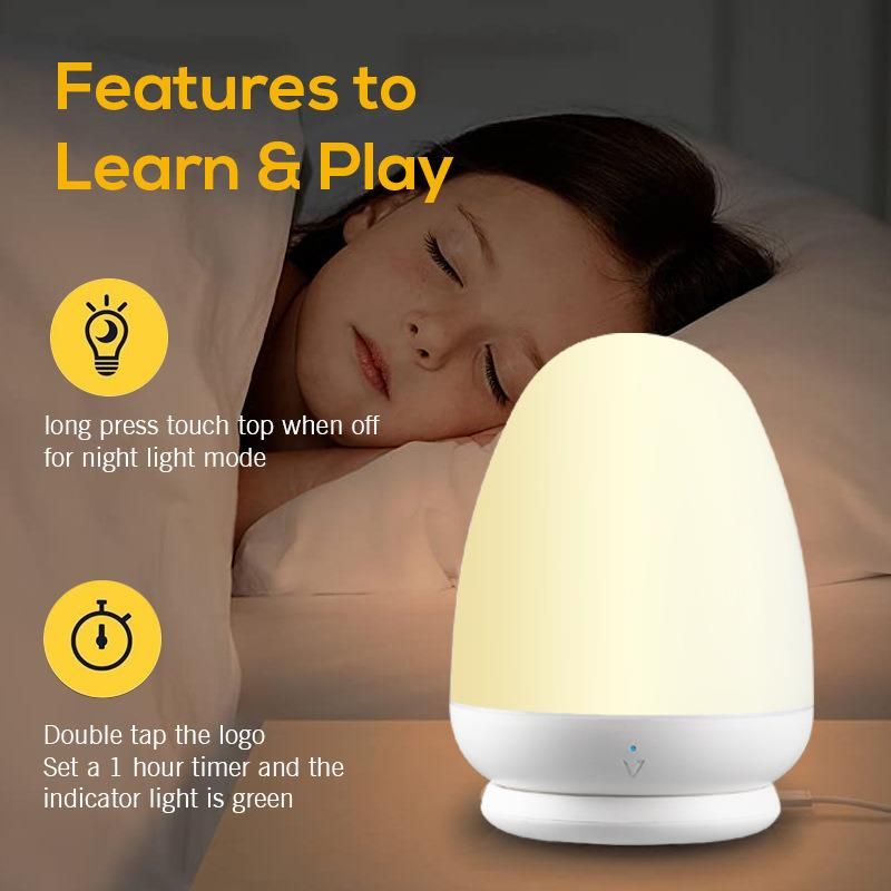 LED Night Lamp Baby Bedroom Desktop Touch Sensor Silicone Light