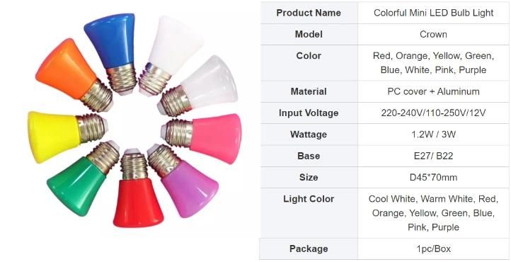 110V 220V 12V Colorful LED Light Bulbs E27 E14 Christmas LED Bulb Light for Decoration