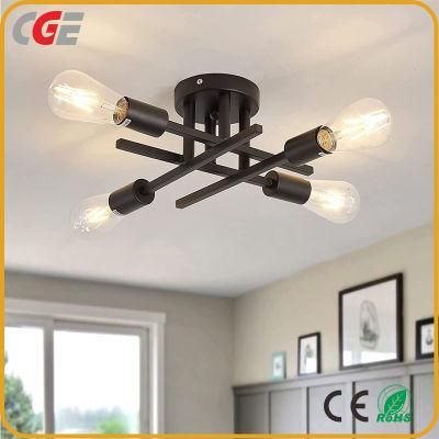 Semi Flush Mount 4 Light Ceiling Light Matte Black with E26 Base Modern Chandelier for Farmhouse Kitchen Dining Room Bedroom