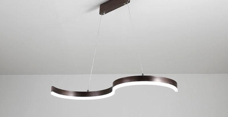 Aluminum Room Acrylic Modern S Shape LED Pendant Light Chandelier Hanging Adjustable