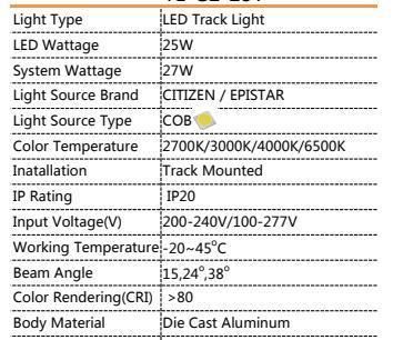 Dali Triac 1-10V Dimming New Design 21W LED Track Spotlight COB LED Track Light