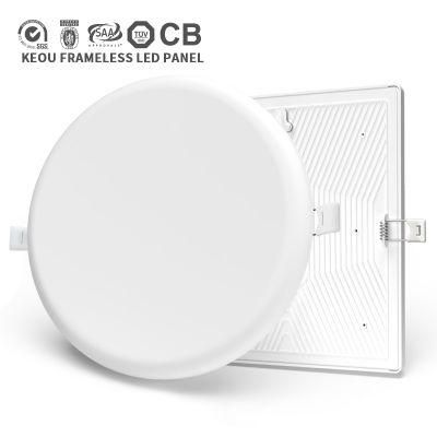 Keou OEM ODM PC Aluminum TUV Ce CB RoHS 9W 18watt 24W 36W Ultra Thin Recessed Ceiling Light 18W Frameless LED Panel Light Lamp LED Light