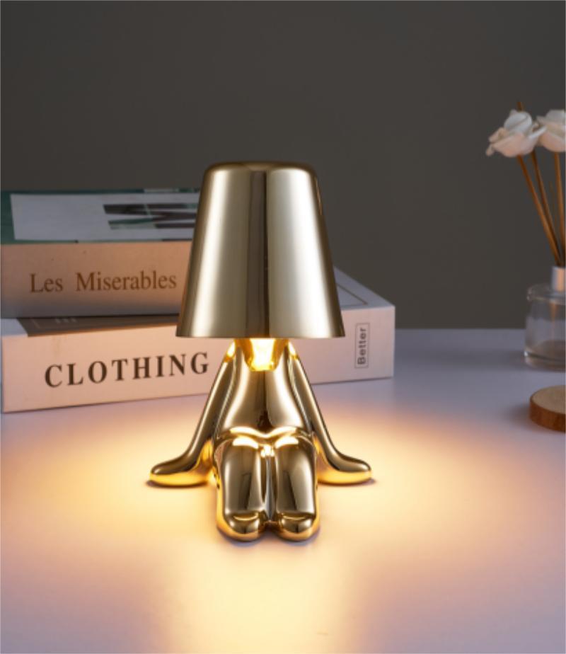 Creative LED Table Lamp Night Light Golden Cartoon Villain Decoration Indoor Bedside Lamp