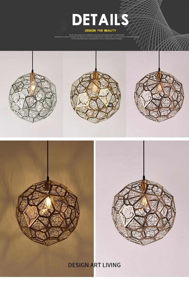Modern Simple Stainless Steel Polyhedral Ball Chandelier Creative Geometric Mesh Chandelier