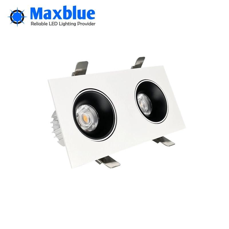 12W*2 Anti Glare Rectangle Double Head Spot Recessed LED Ceiling Downlight Dimmable