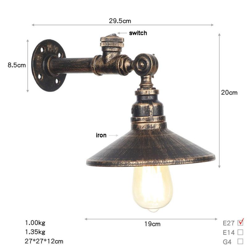 Wholesale American Modern Vintage Sconce Wall Lamps Loft Industrial Pipe Decorative Wall Lights