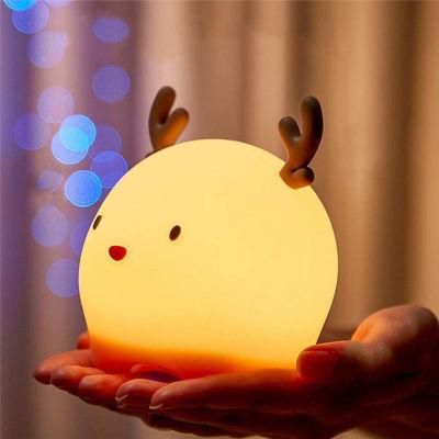 New Arrival USB Rechargeable Silicone Sleep LED Table Desk Deer Lamp Night Light for Kids