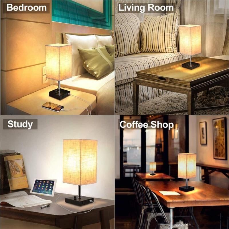 Nordic Bedroom Bedside Lamp Simple Living Room Hotel Knob Dimming USB Charging Desk Lighting