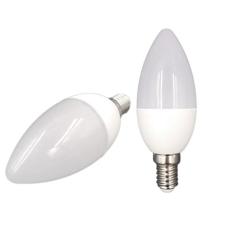 CE RoHS Approved Best Brightness 3W 4W 5W 6W Aluminum Housing Plastic E14 LED Bulb C37