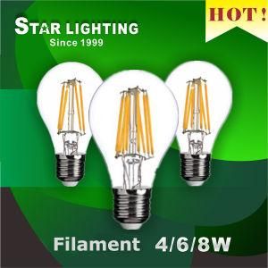 A60 3000k 6W Glass LED Filament Bulb
