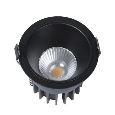 Black Modern Anti-Glare Smart COB 12W Living Room Recessed LED Spot Light Fixture