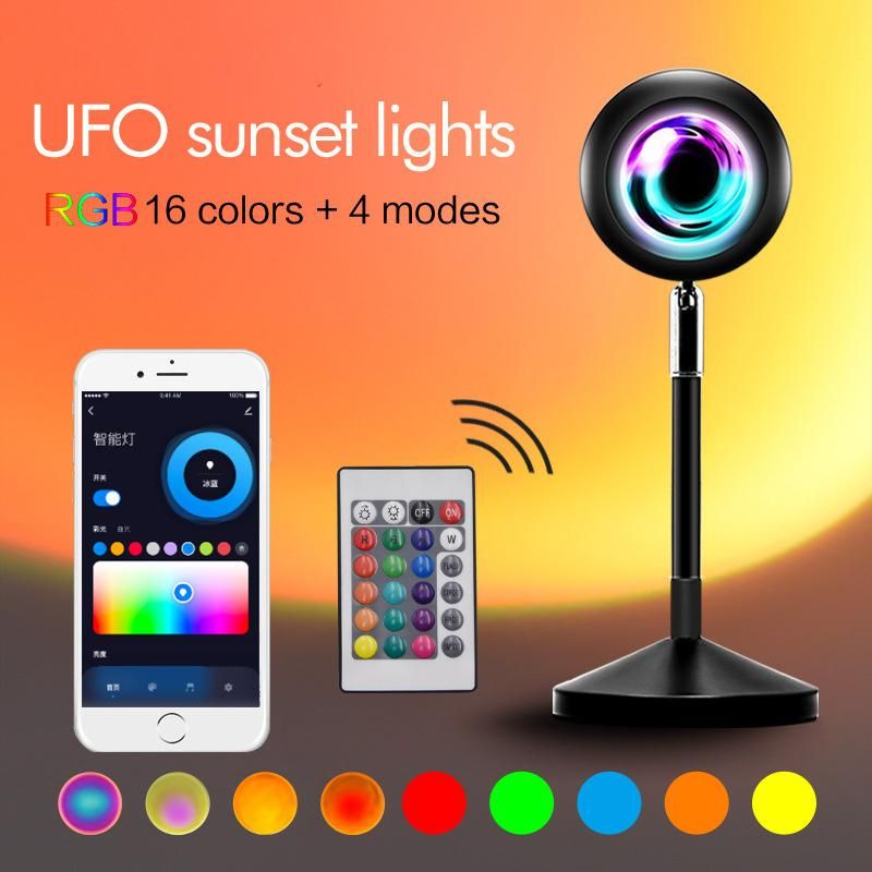 Modern Atmosphere Light Romantic Rainbow LED Projection Light UFO Sunset Table Light