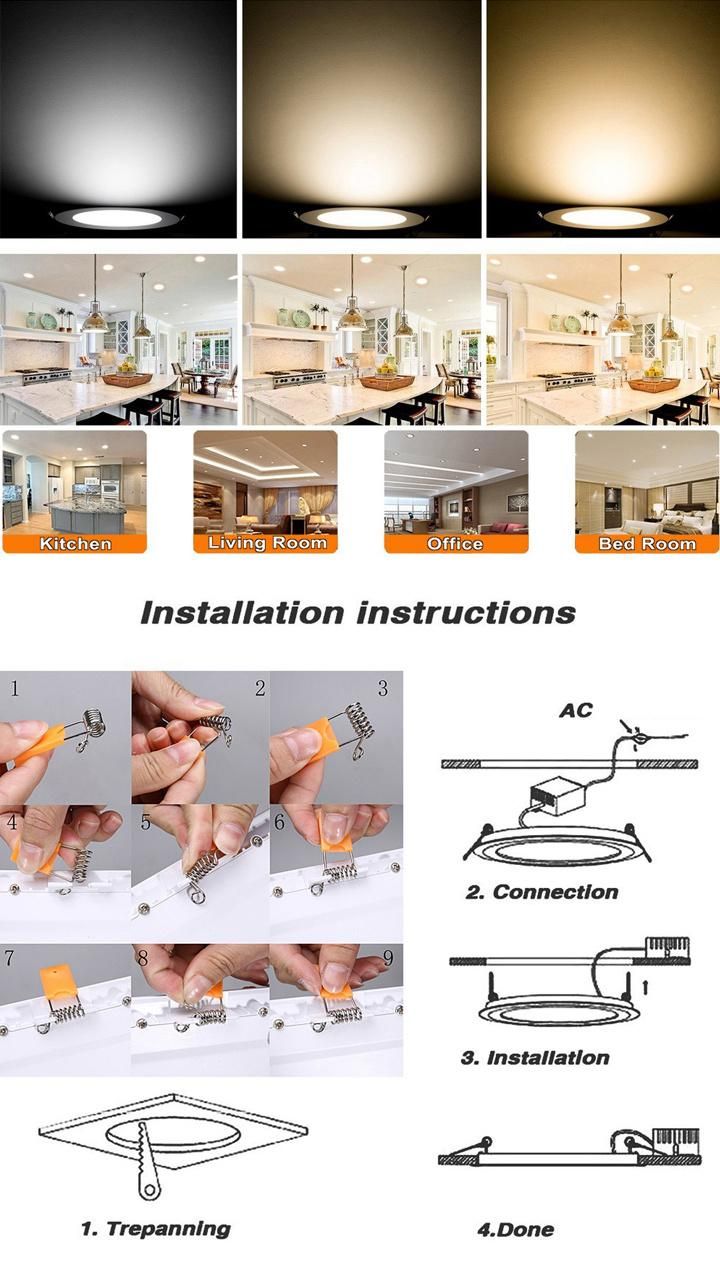 3W 18W 85-265V Flat Panel LED Lighting Reading Lamp LED Night Light