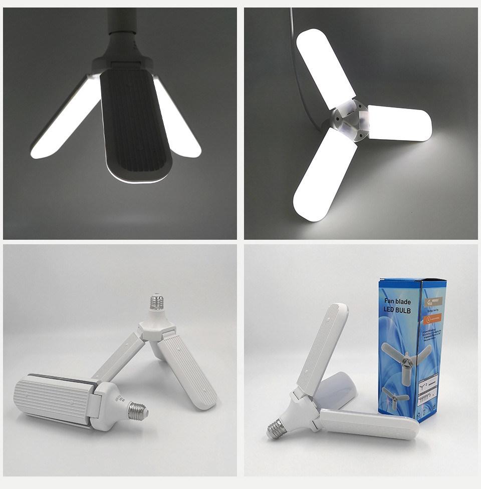 Newest E27 26/30W LED Bulb Fan Blades Foldable Light Super Bright Energy Saving Lights Ceiling Lamp