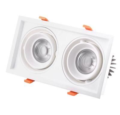 Aluminum Double Head Fixture 2X20W LED Lamp COB LED Grille Downlight